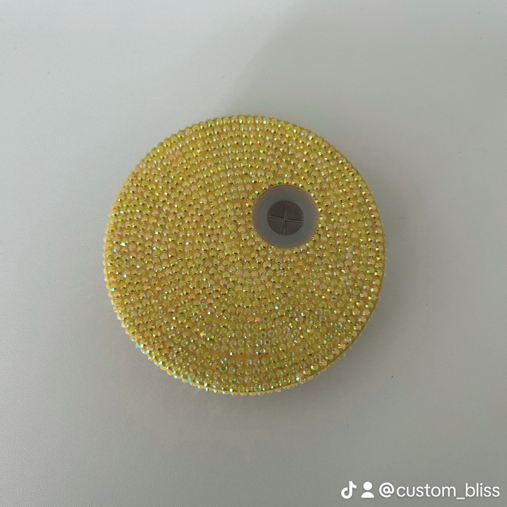 Handcrafted Yellow Rhinestone lid for Glass cups! - Picture 2 of 4